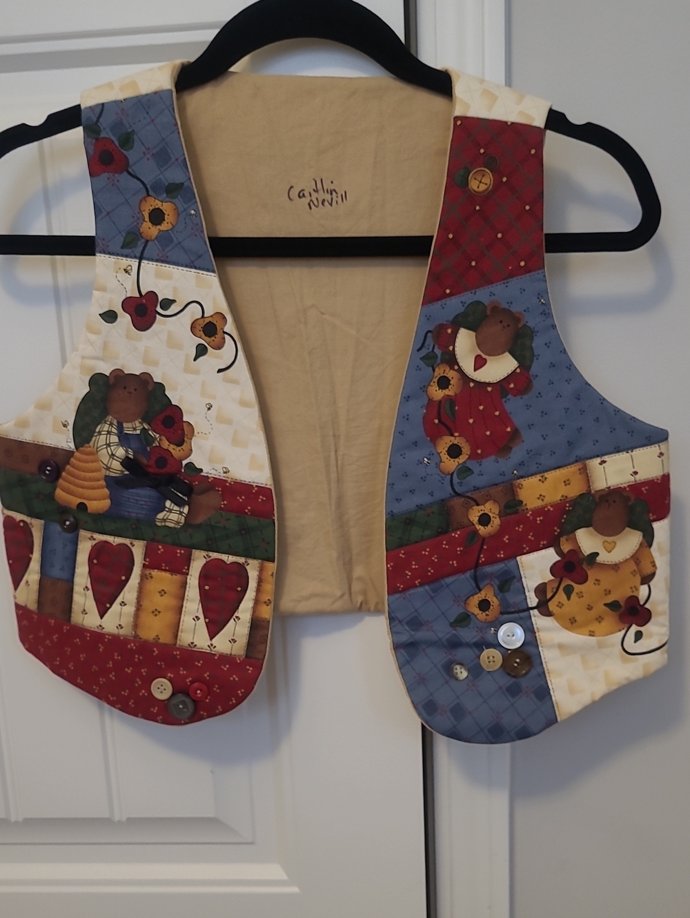 Vintage Blue & Tan Kids' Brown Beat Themed School Vest